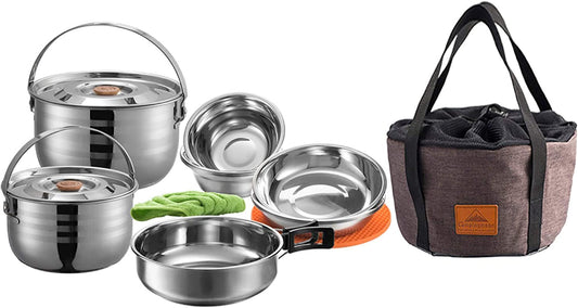 CAMPINGMOON Stainless Steel Outdoor Camping Cookware